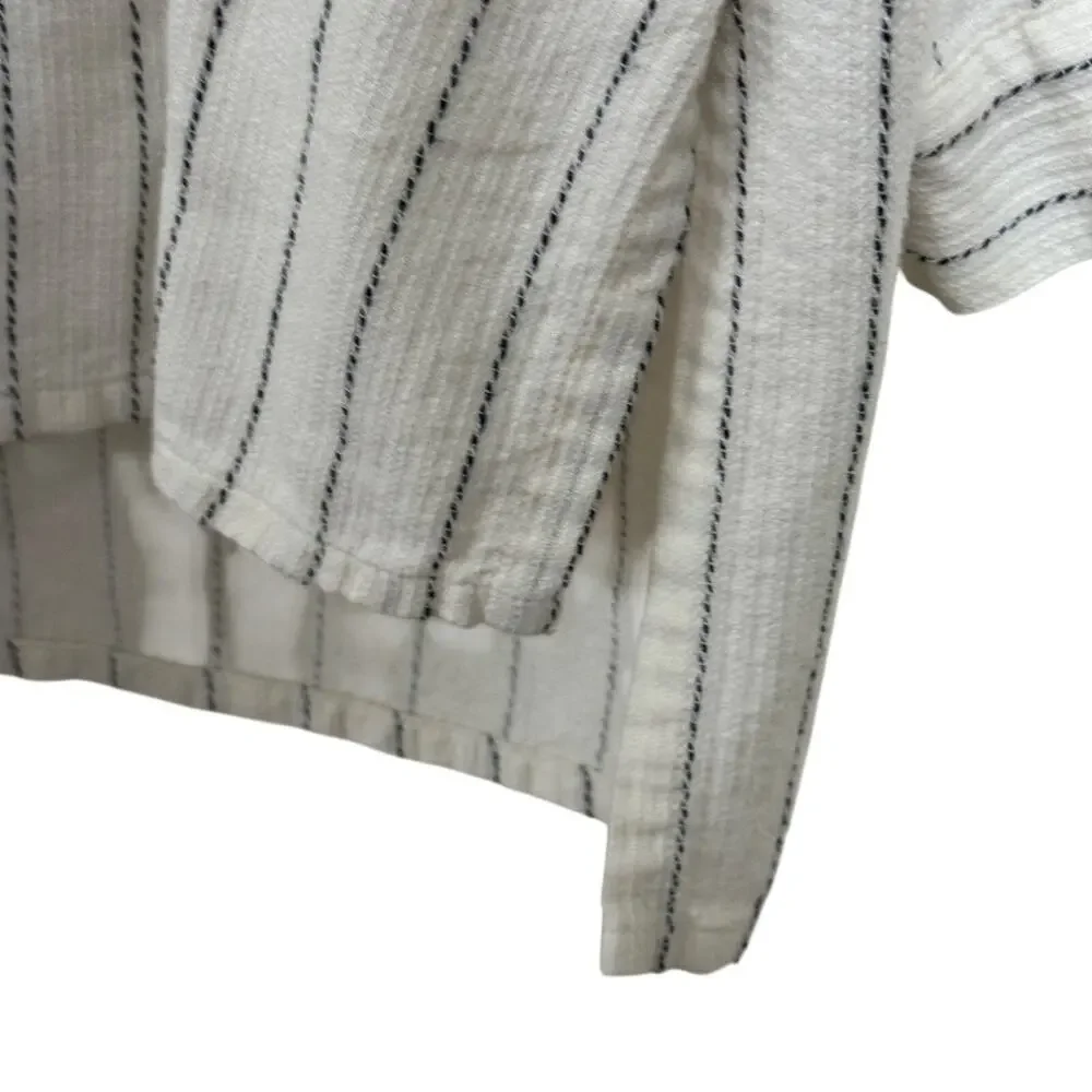 Eileen Fisher Striped Gauze Boxy Lagenlook Button Down Blouse Tunic Womens S/M - Picture 4 of 6